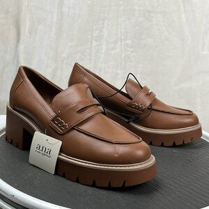 a.n.a  Ana Dixen Loafers Womens 11 medium Chunky Platform Slip on 3" Heel